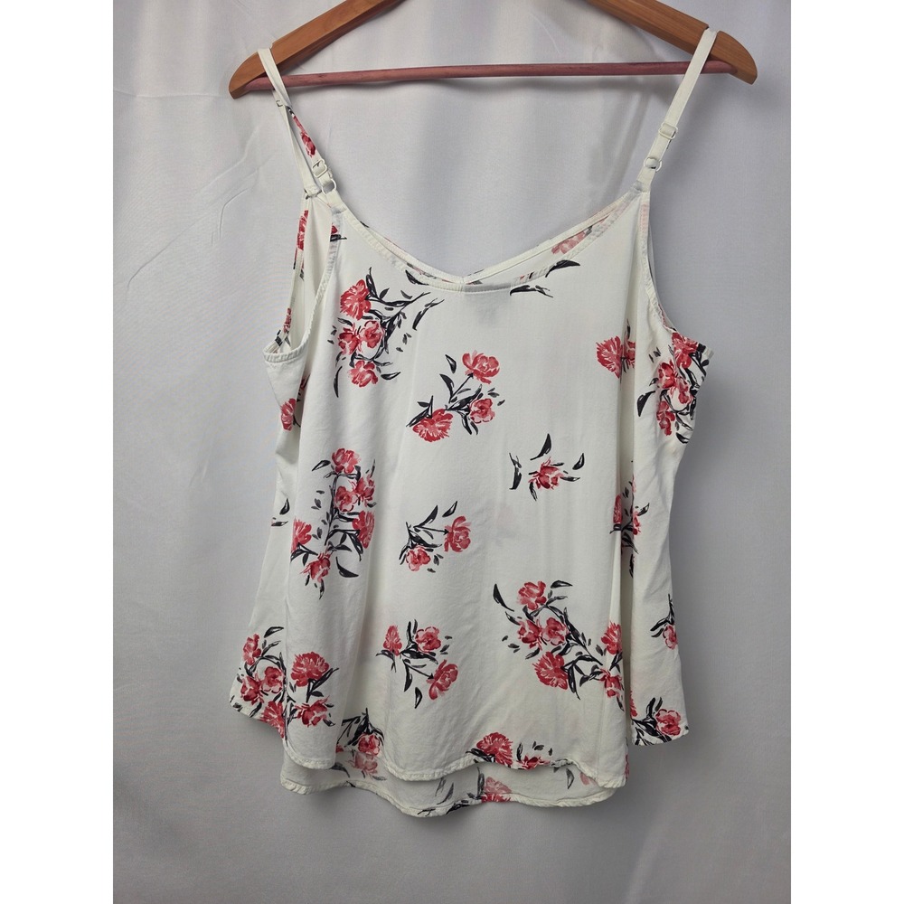 Torrid Floral Camisole Top White Red Black Adjustable Strap Tank Size 00